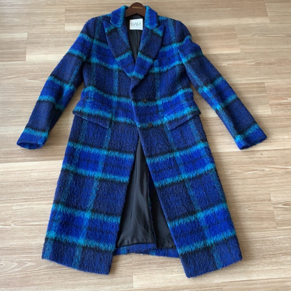 SAM New York brushed wool multicolored women’s size small pea coat made Bulgaria